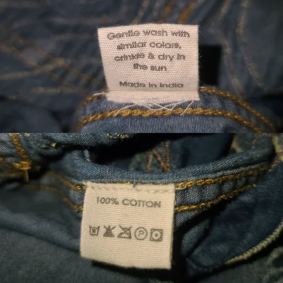 New Magnolia Pearl Love Applique Overalls Woodstock 032 Overall Denim Jeans jean - Picture 16 of 17